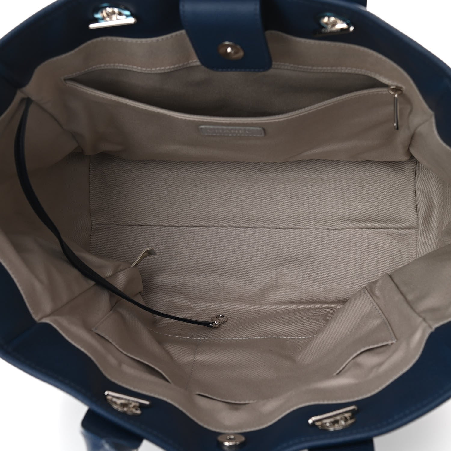 Chanel Glazed Calfskin Medium Deauville Tote Blue 7 of 10