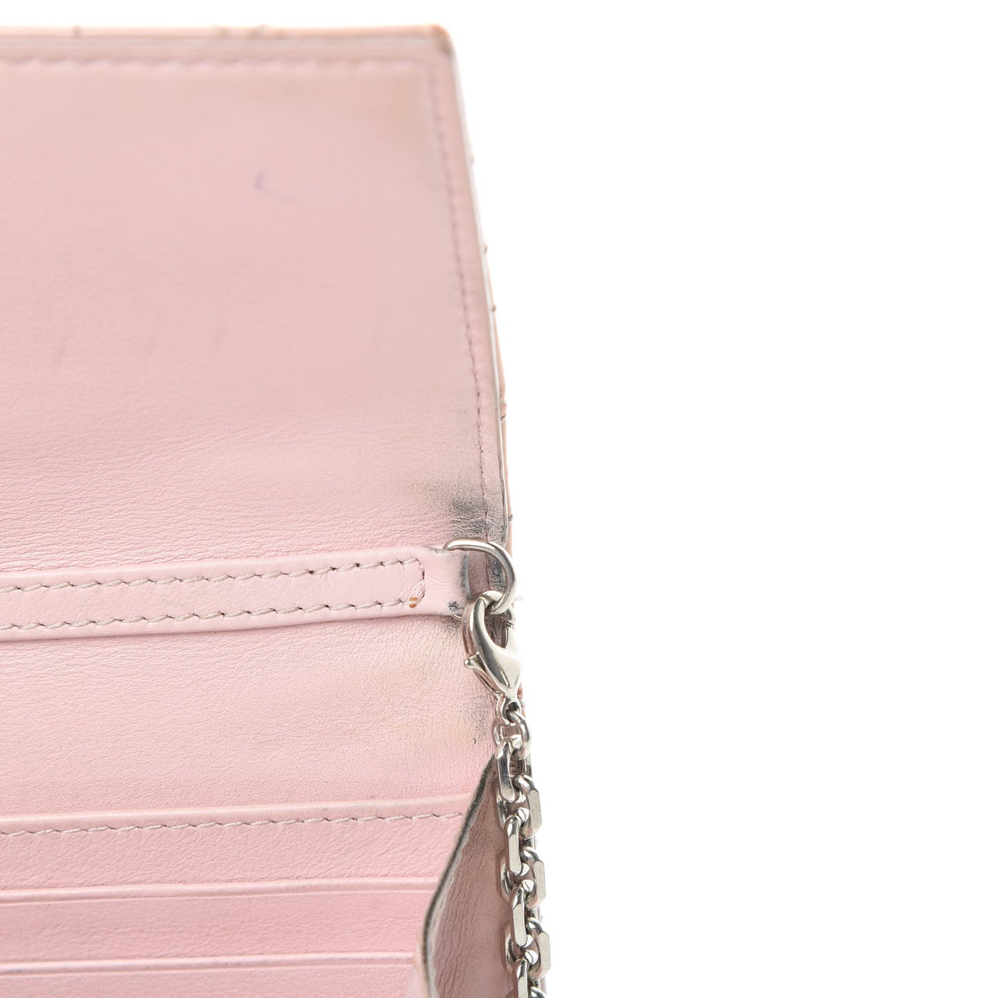 Patent Cannage Lady Dior Rendezvous Wallet On Chain Pink