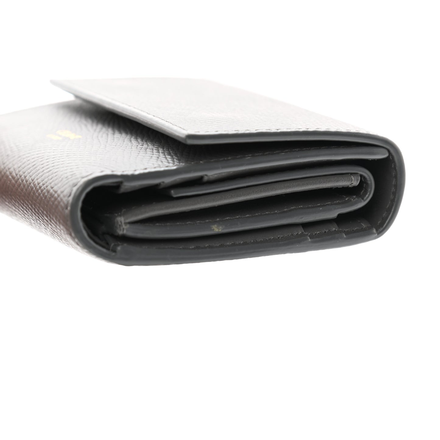Grained Calfskin Small Tri-Fold Wallet Grey