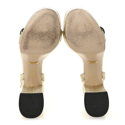 Gucci Galassia GG Marmont Ankle Wrap 90mm Sandals 39 Platino 5 of 7