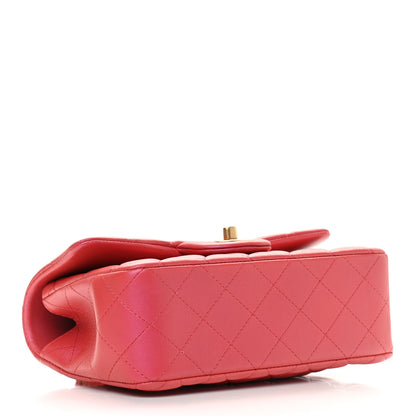 Chanel Iridescent Lambskin Quilted Mini Top Handle Rectangular Flap Red 4 of 9