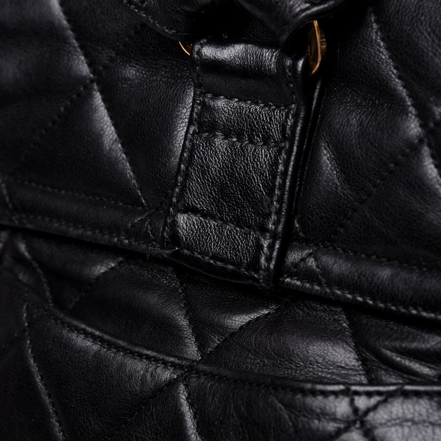 Crumpled Calfskin Quilted Backpack Black
