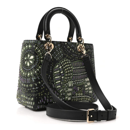 Christian Dior Smooth Calfskin Beaded Animals Medium Lady Dior Black Multicolor 3 of 10