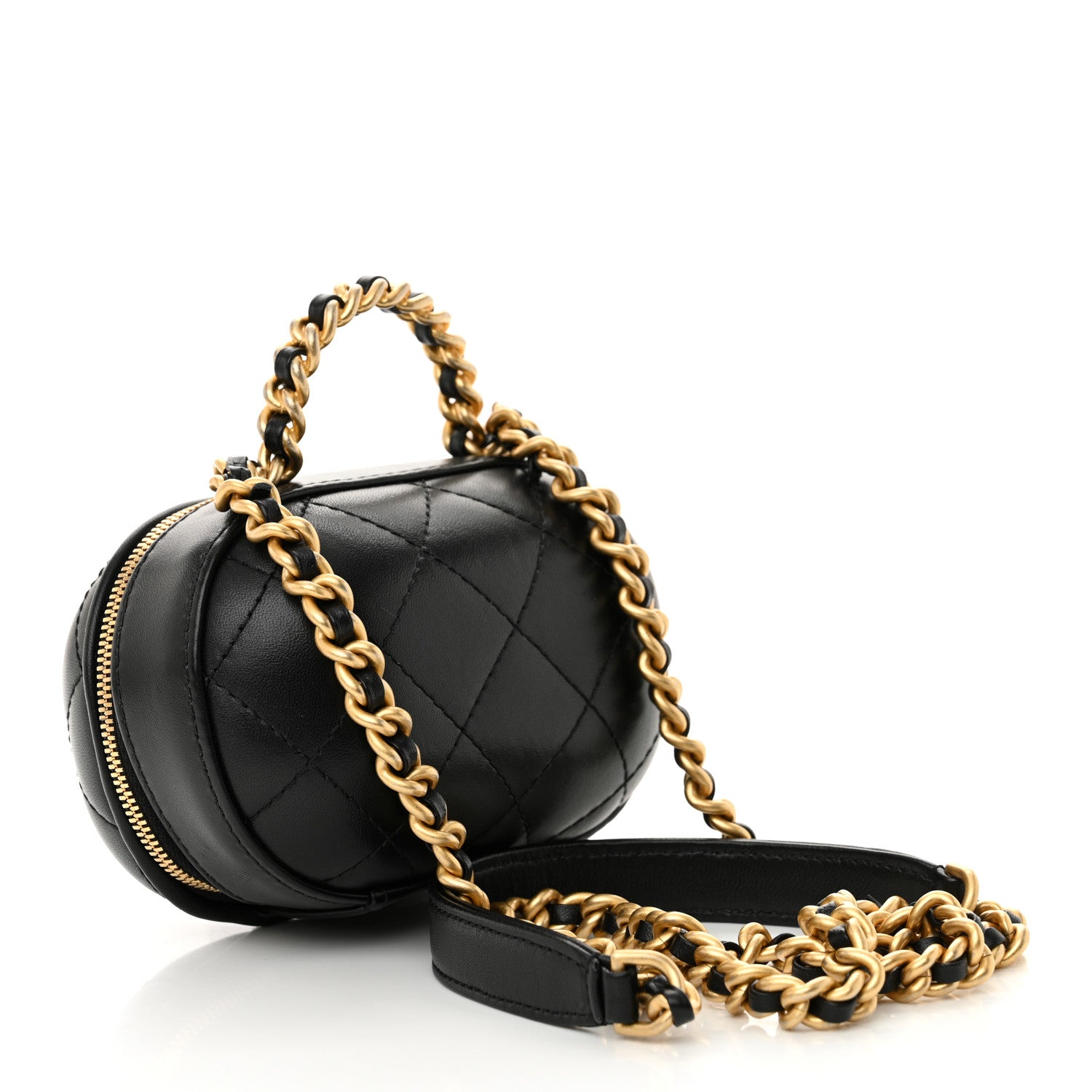 Chanel Lambskin Quilted CC Bubble Vanity Case With Chain Black 3 of 11