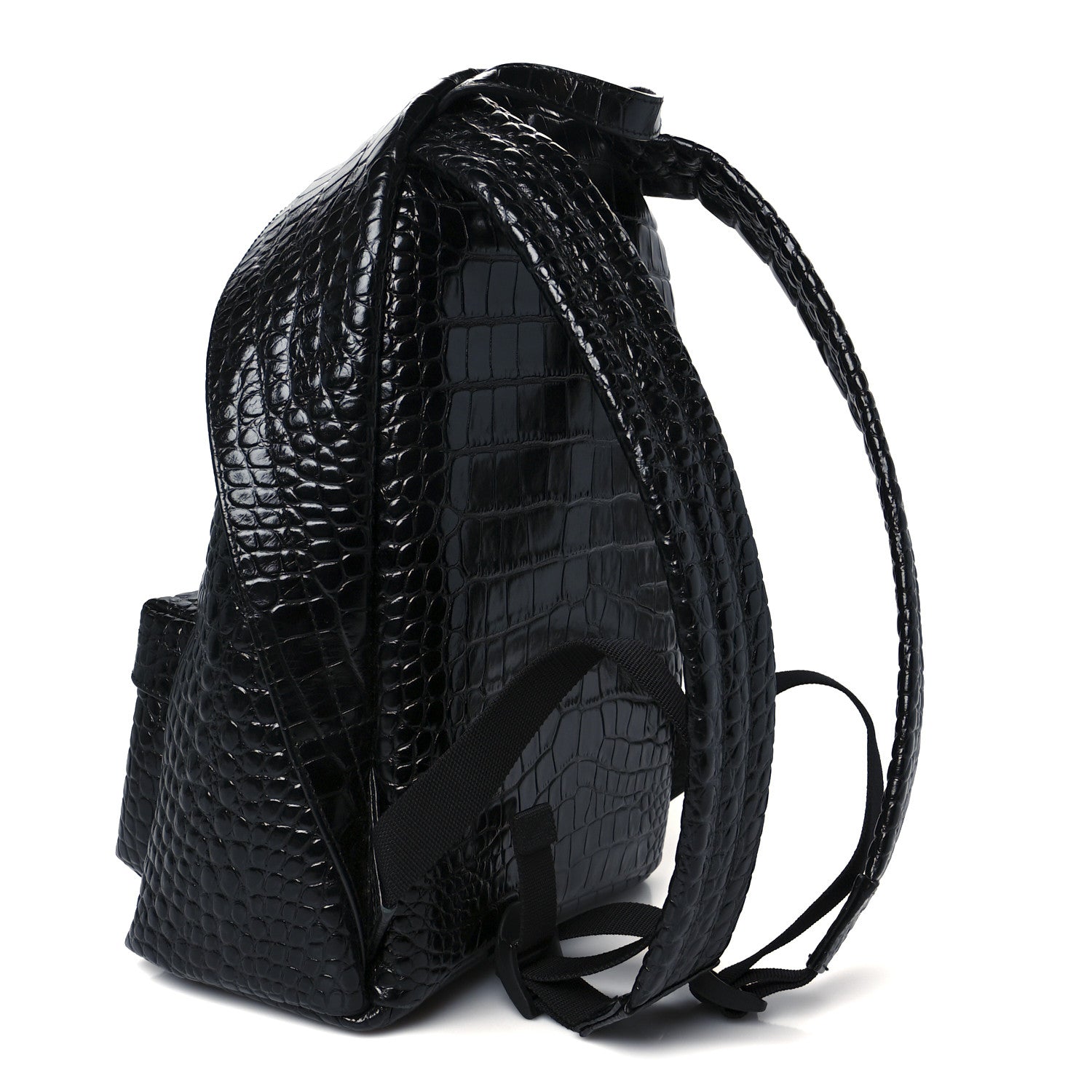 Balenciaga Calfskin Logo Crocodile Embossed Small Everyday Backpack Black 3 of 11