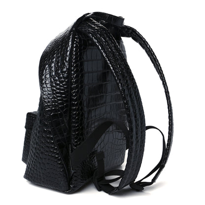 Balenciaga Calfskin Logo Crocodile Embossed Small Everyday Backpack Black 3 of 11