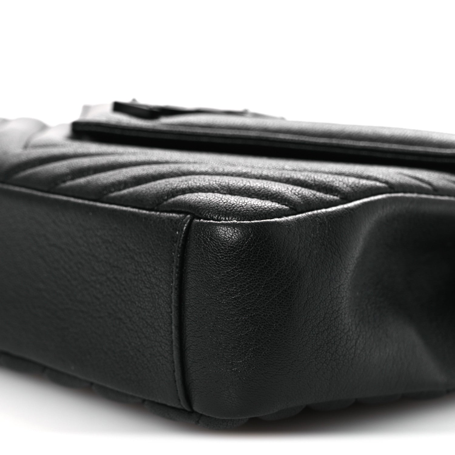Saint Laurent Sheepskin Matelasse Chevron Monogram Monochrome Medium College Bag Black 10 of 11
