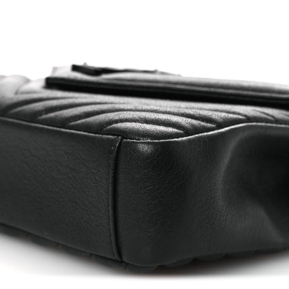 Saint Laurent Sheepskin Matelasse Chevron Monogram Monochrome Medium College Bag Black 10 of 11