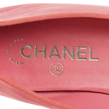 Chanel Lambskin Cap Toe CC Ballerina Flats 39 Coral Black 9 of 9