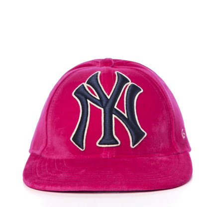 Gucci X MLB Velvet NY Yankees Baseball Hat 55-59 Pink 3 of 10