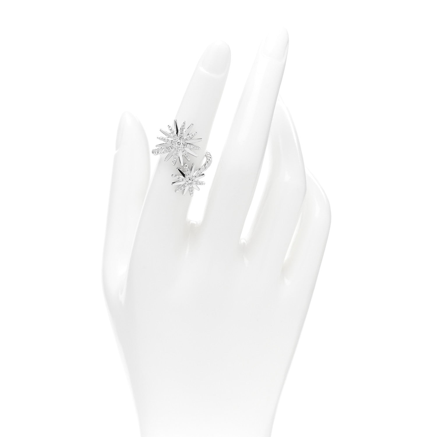 David Yurman Sterling Silver Diamond 28mm Open Starburst Ring 52 6 2 of 4