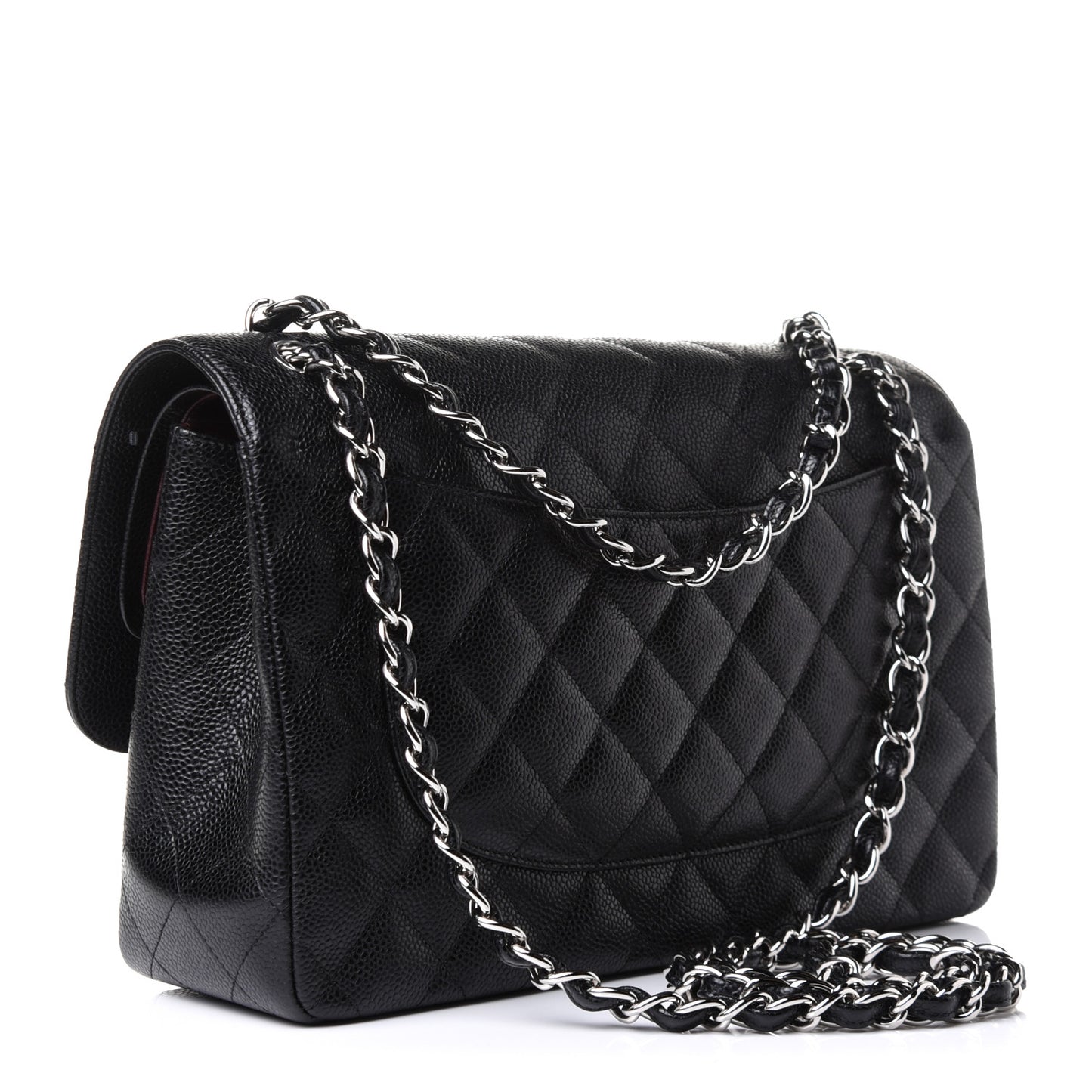 Caviar Quilted Jumbo Double Flap Black