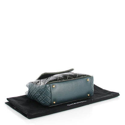 Chanel Glazed Calfskin Quilted Mademoiselle Shopping Tote Green 4 of 8