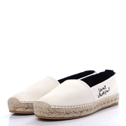 Saint Laurent Canvas Nappa Elba Light Logo Embroidered Espadrilles 36.5 Panna 3 of 11