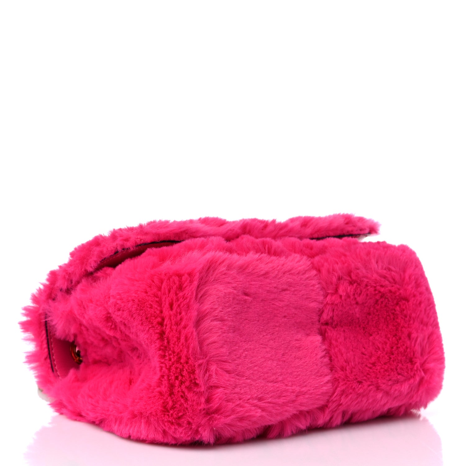 Versace Faux Fur Quilted Virtus Shoulder Bag Fuxia 4 of 9