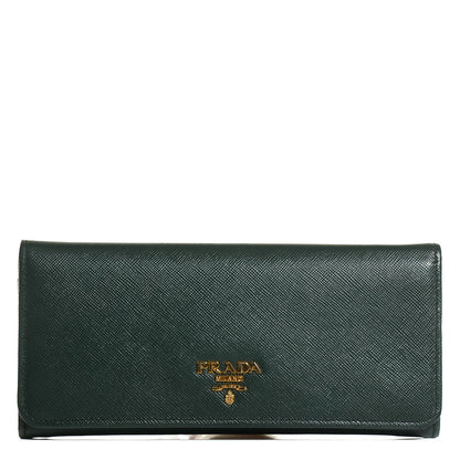 Prada Saffiano Metal Continental Flap Wallet Smeraldo 1 of 9