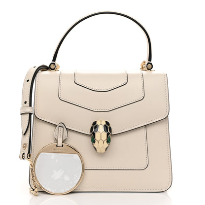 Bulgari Calfskin Serpenti Forever Top Handle White 3 of 10