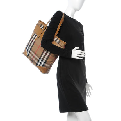 Burberry Vintage Leather House Check Webbing Medium Marlow Tote Camel 2 of 12