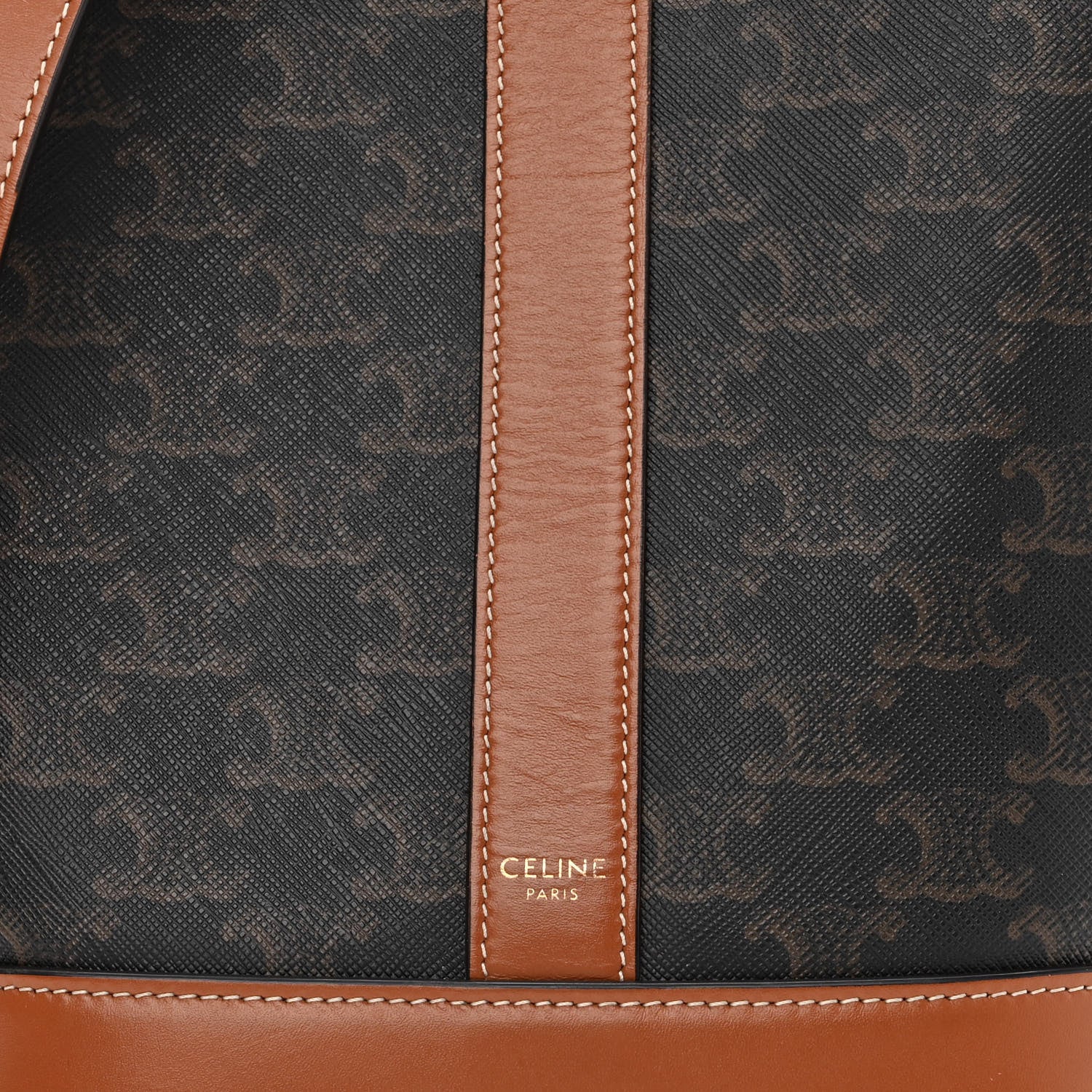 Celine Triomphe Canvas Calfskin Small Bucket Bag Tan 8 of 11