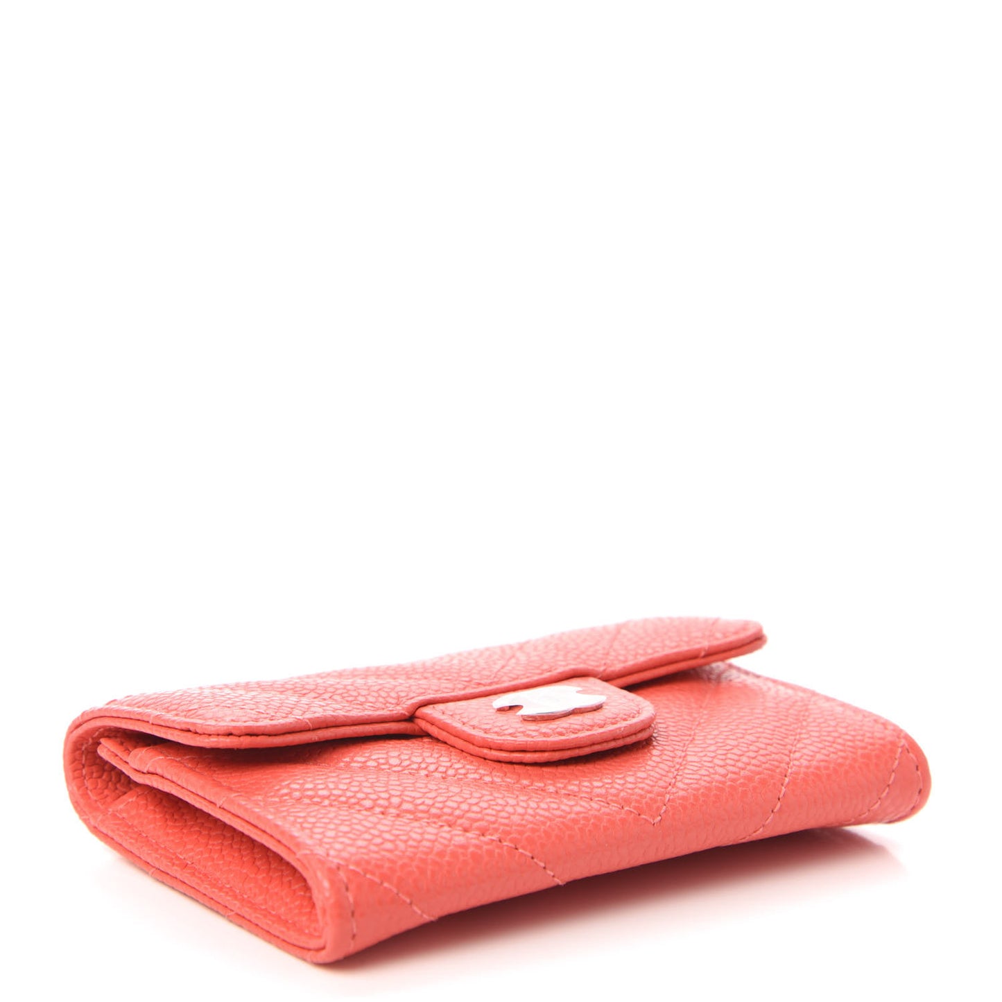 Caviar Chevron Quilted Flap Card Holder Orange