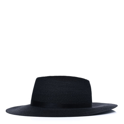 Chanel Straw Silk CC Hat M Black 1 of 3