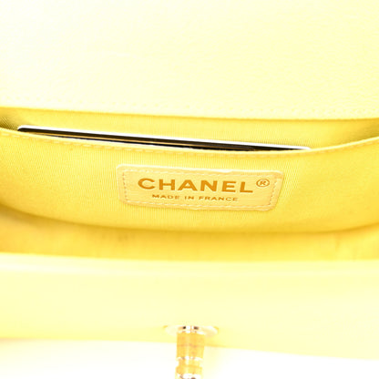 Chanel Caviar Chevron Quilted Small Boy Flap Yellow 6 of 10
