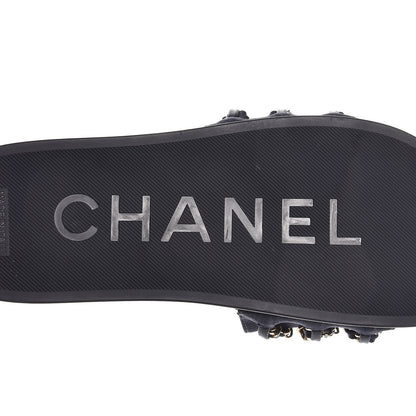 Chanel Satin Chain Flat Sandals 38 Marine 7 of 8