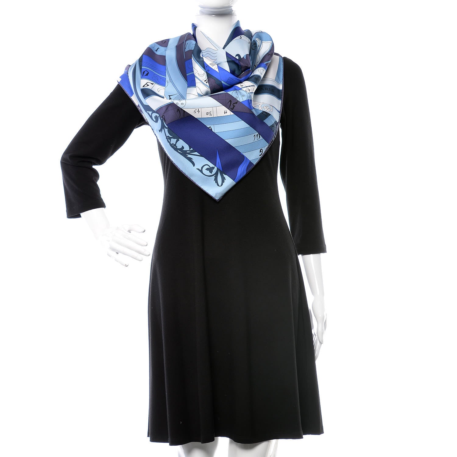 Hermes Silk Astrologie Nouvelle Scarf 90 Ciel Marine Blanc 2 of 4