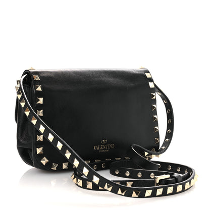 Valentino Garavani Vitello Mini Rockstud Flap Saddle Crossbody Bag Black 3 of 14