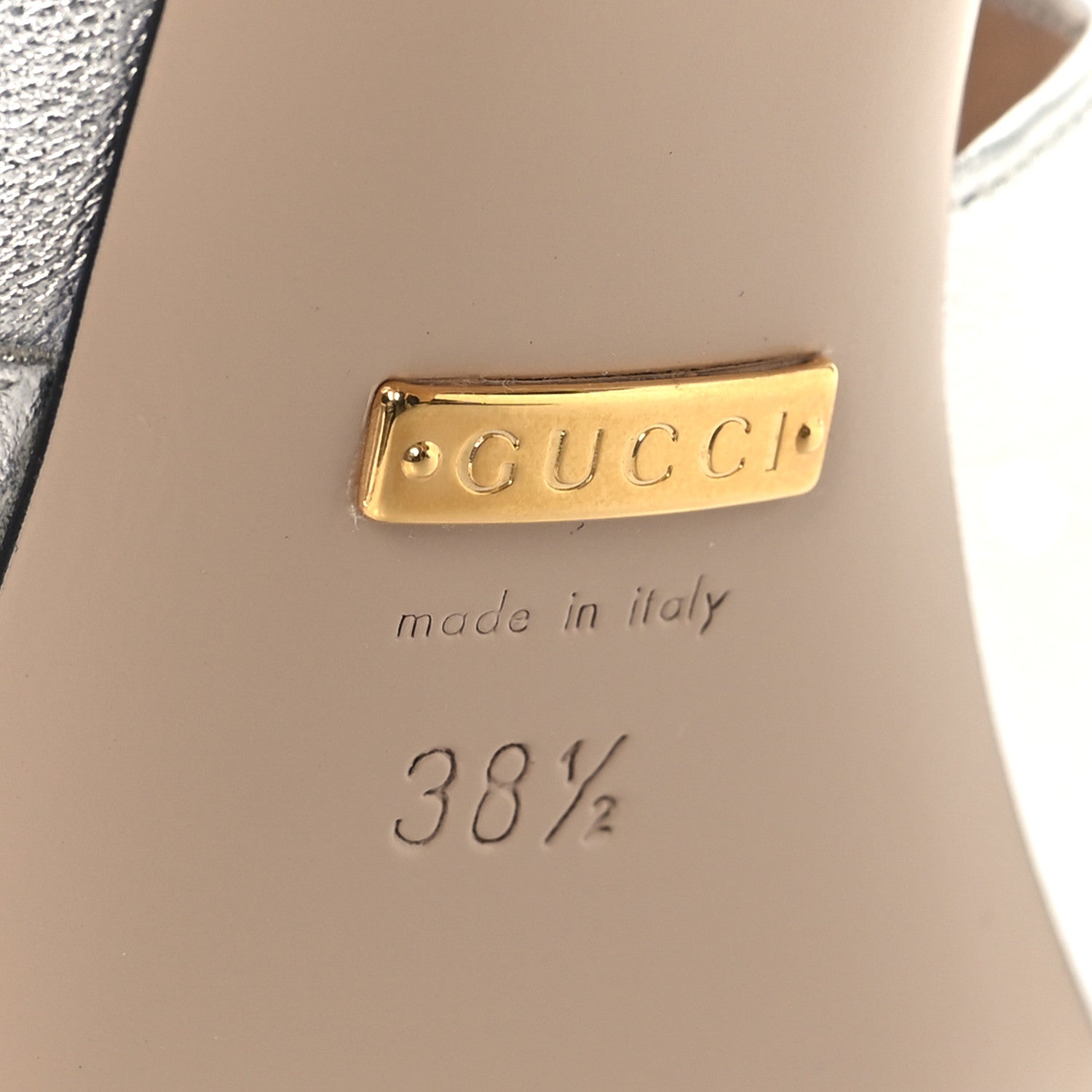 Gucci Metallic Nappa Rose 95mm Open Toe Pumps 38.5 Argento 8 of 9