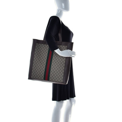 Gucci GG Supreme Monogram Web Large Ophidia Vertical Shopping Tote Brown 2 of 17