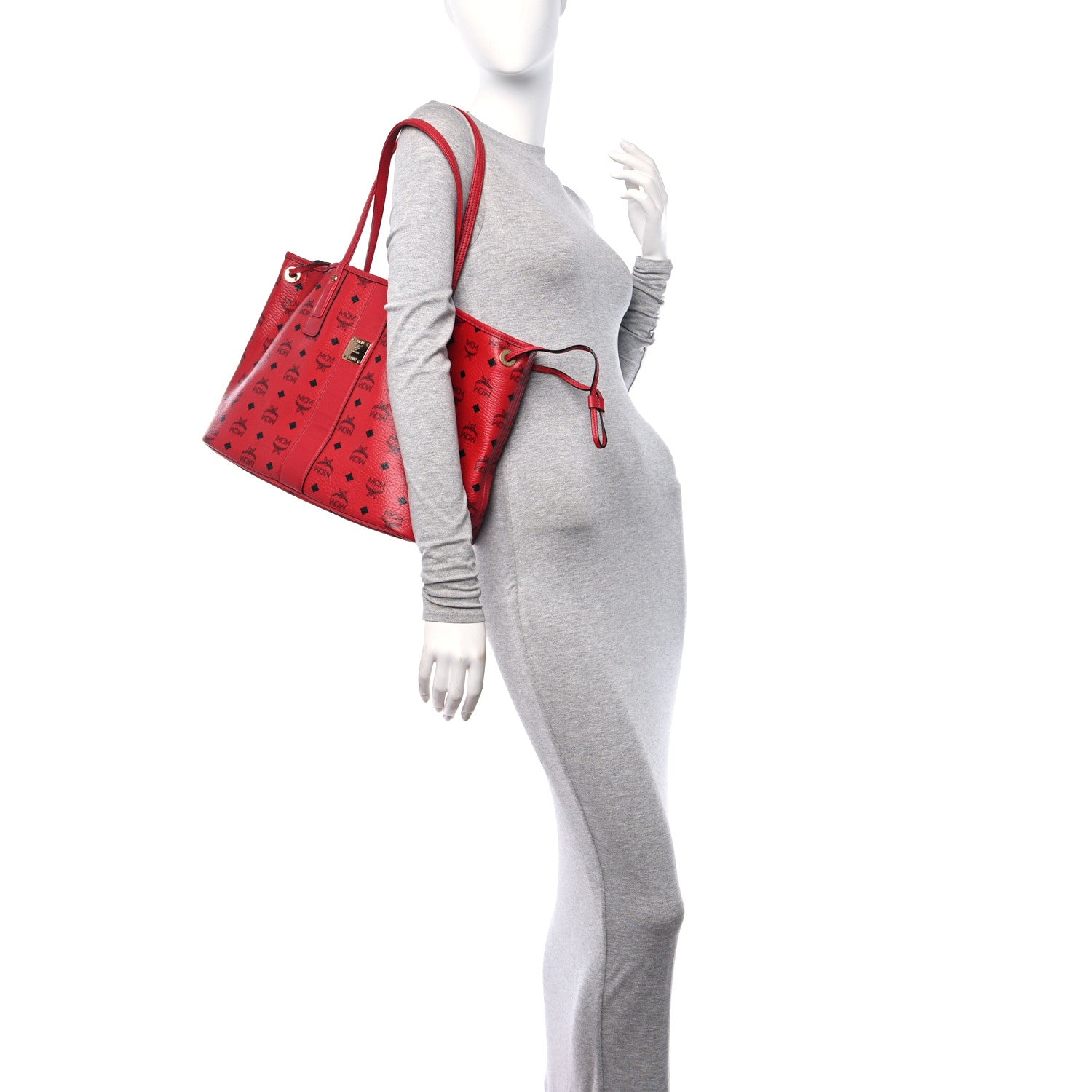 MCM Visetos Medium Liz Reversible Shopper Tote Ruby Red 2 of 18