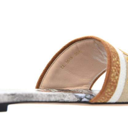 Christian Dior Canvas Lurex Baobab Embroidered Dway Flat Slide Sandals 38.5 Beige 8 of 10