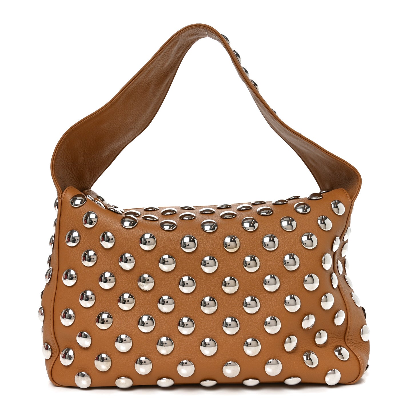 Pebbled Sport Calfskin Studded Elena Nougat