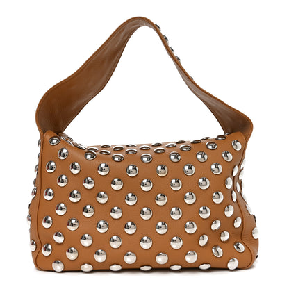 Khaite Pebbled Sport Calfskin Studded Elena Nougat 1 of 9
