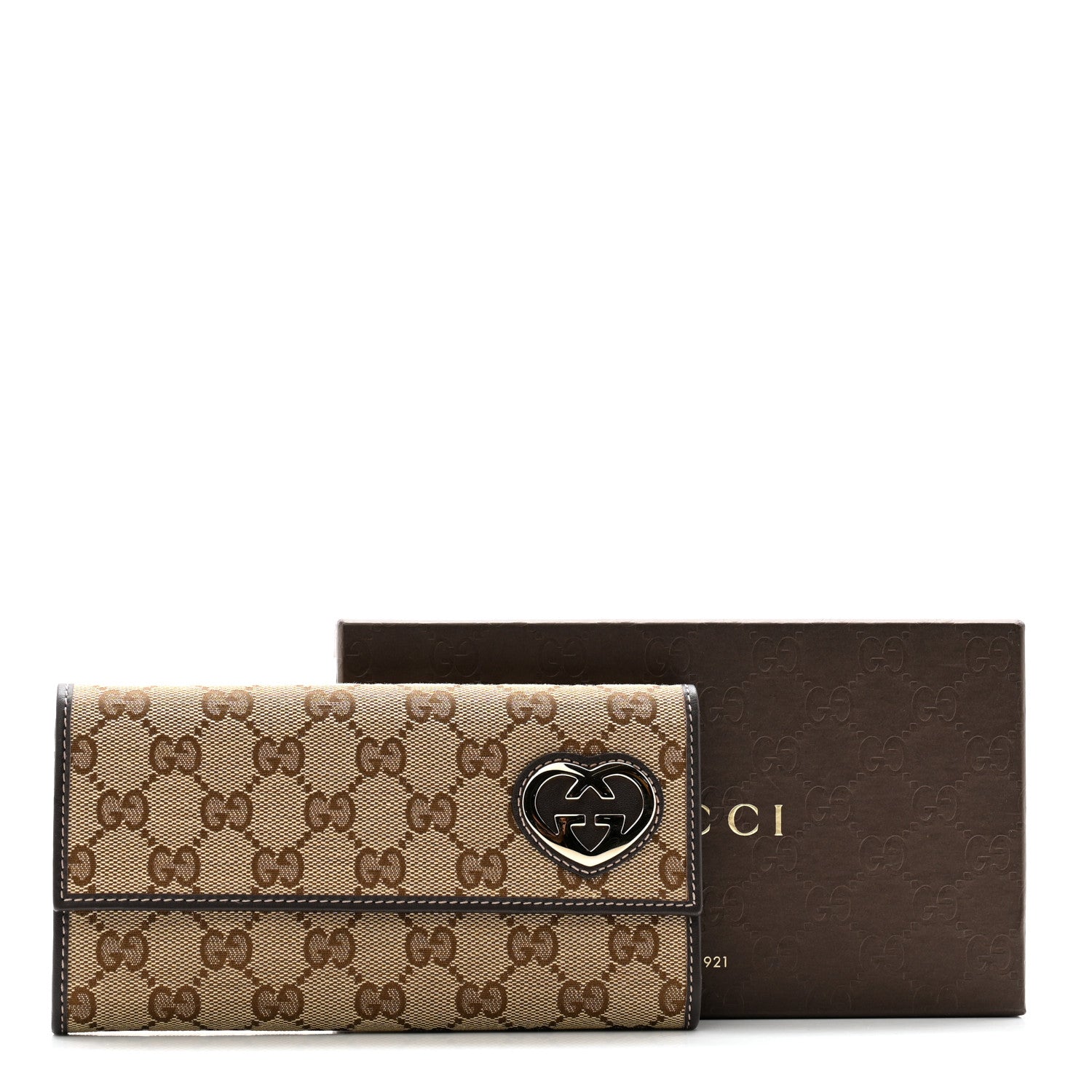 Gucci Monogram Lovely Heart Continental Wallet Brown 11 of 11