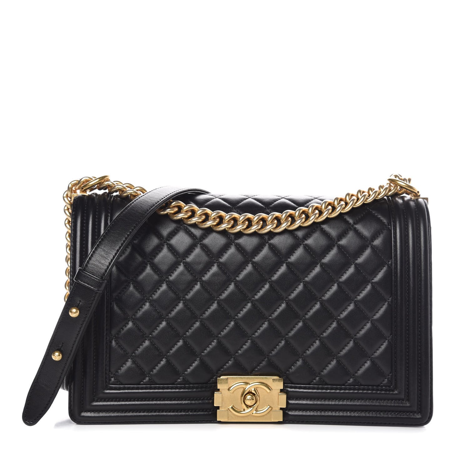 Lambskin Quilted New Medium Boy Flap Black