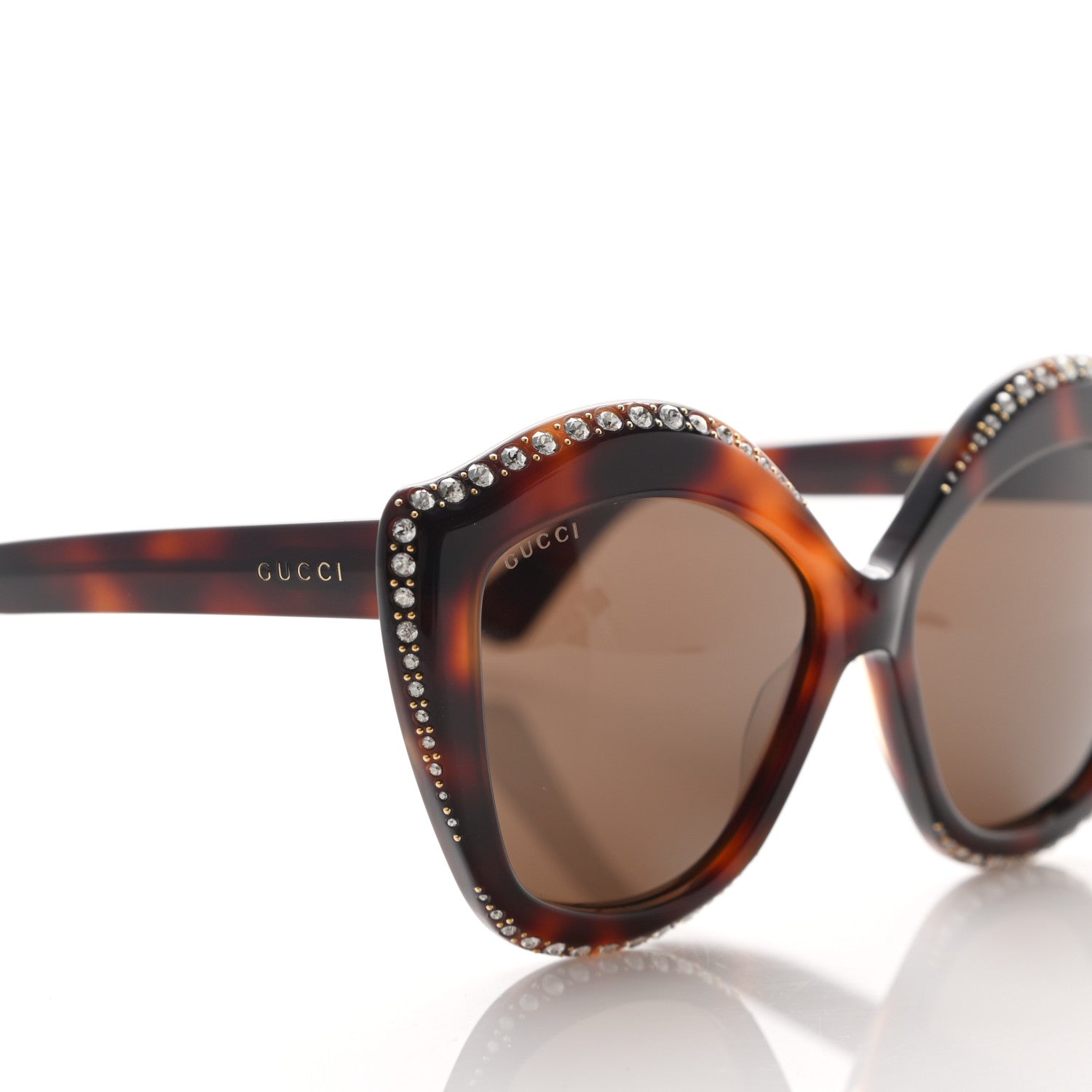 Gucci Crystal Cat Eye GG0118S Sunglasses Havana Brown 7 of 8