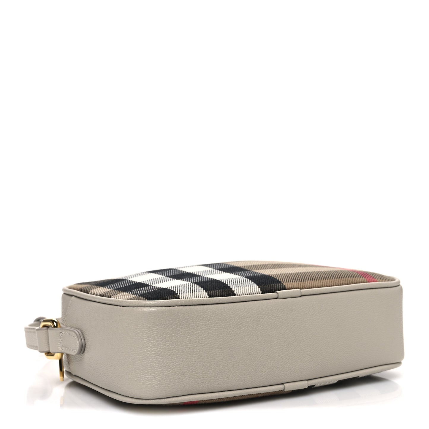 Giant Check Calfskin Small Camera Bag Limestone