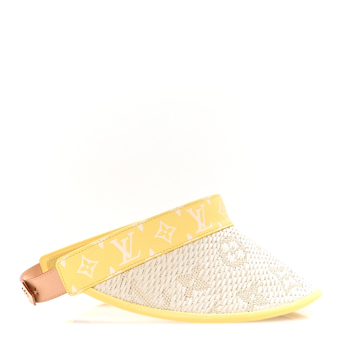 Calfskin Raffia Monogram Strawgram Visor Yellow Natural