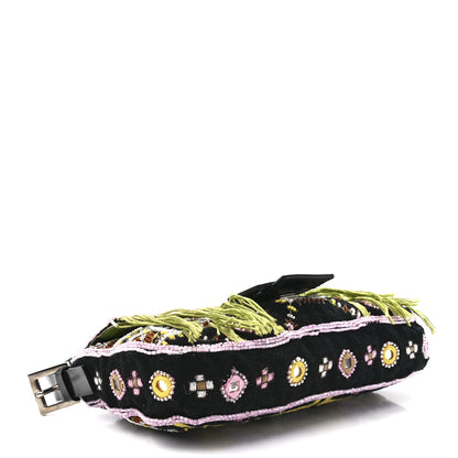 Fendi Satin Beaded Baguette Black Multicolor 4 of 11