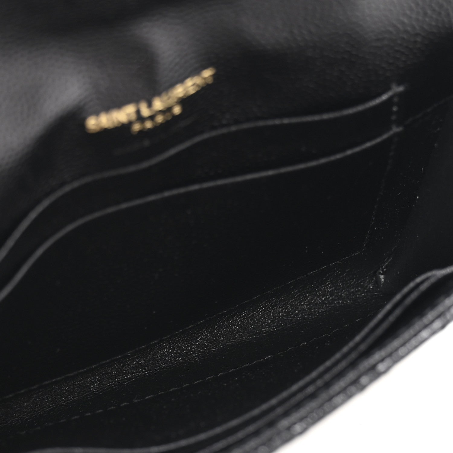 Saint Laurent Grain De Poudre Textured Mixed Matelasse Triquilt Small Monogram Envelope Wallet Black 5 of 9