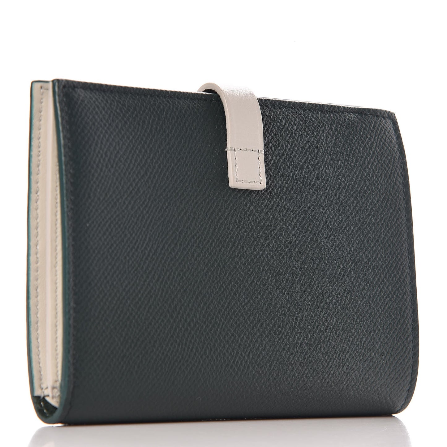 Grained Calfskin Medium Multifunction Strap Wallet Amazone Chalk
