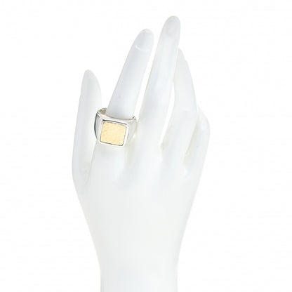 John Hardy Sterling Silver 18K Yellow Gold Hammered Signet Ring 62 10 2 of 5