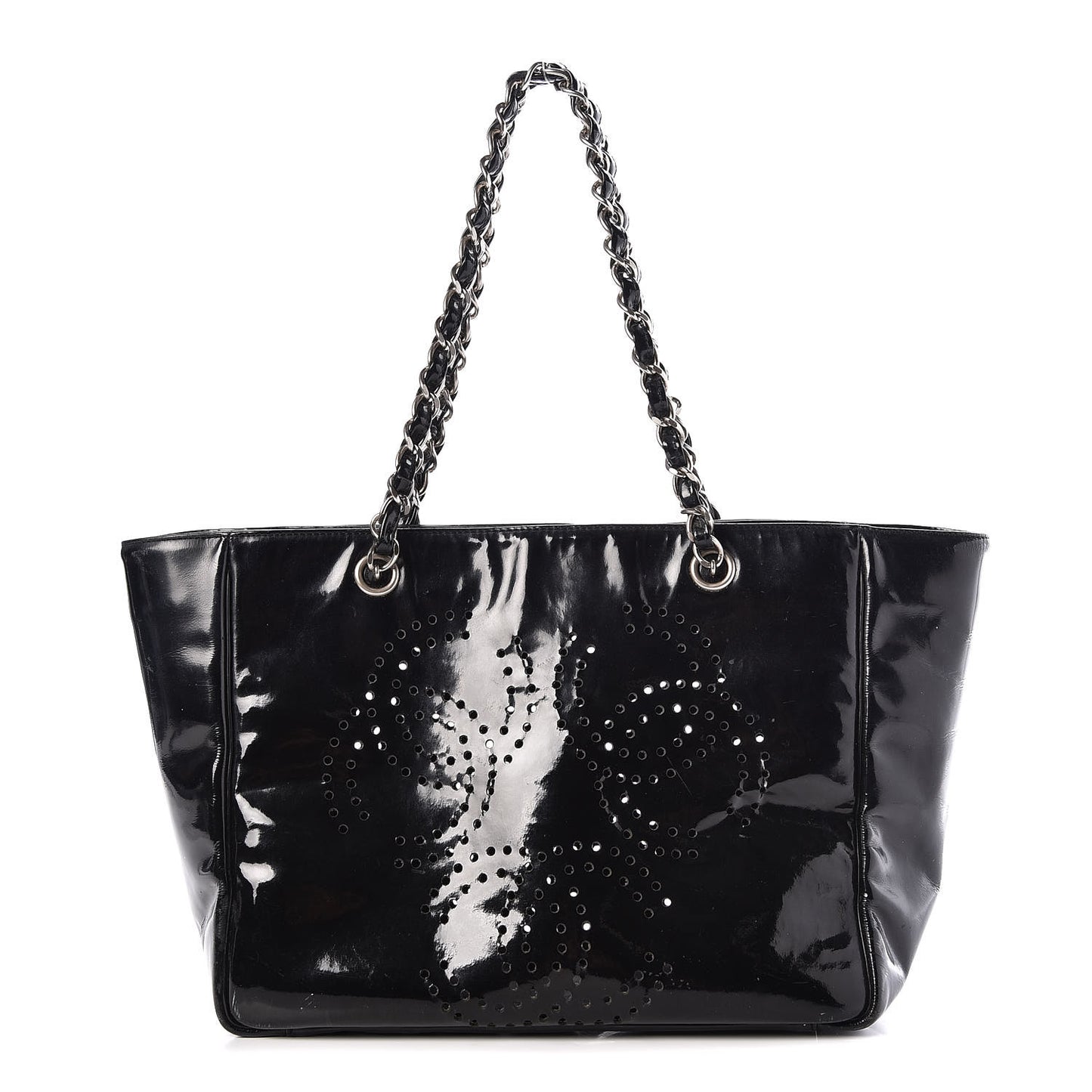 Patent Perforated CC Tote Black