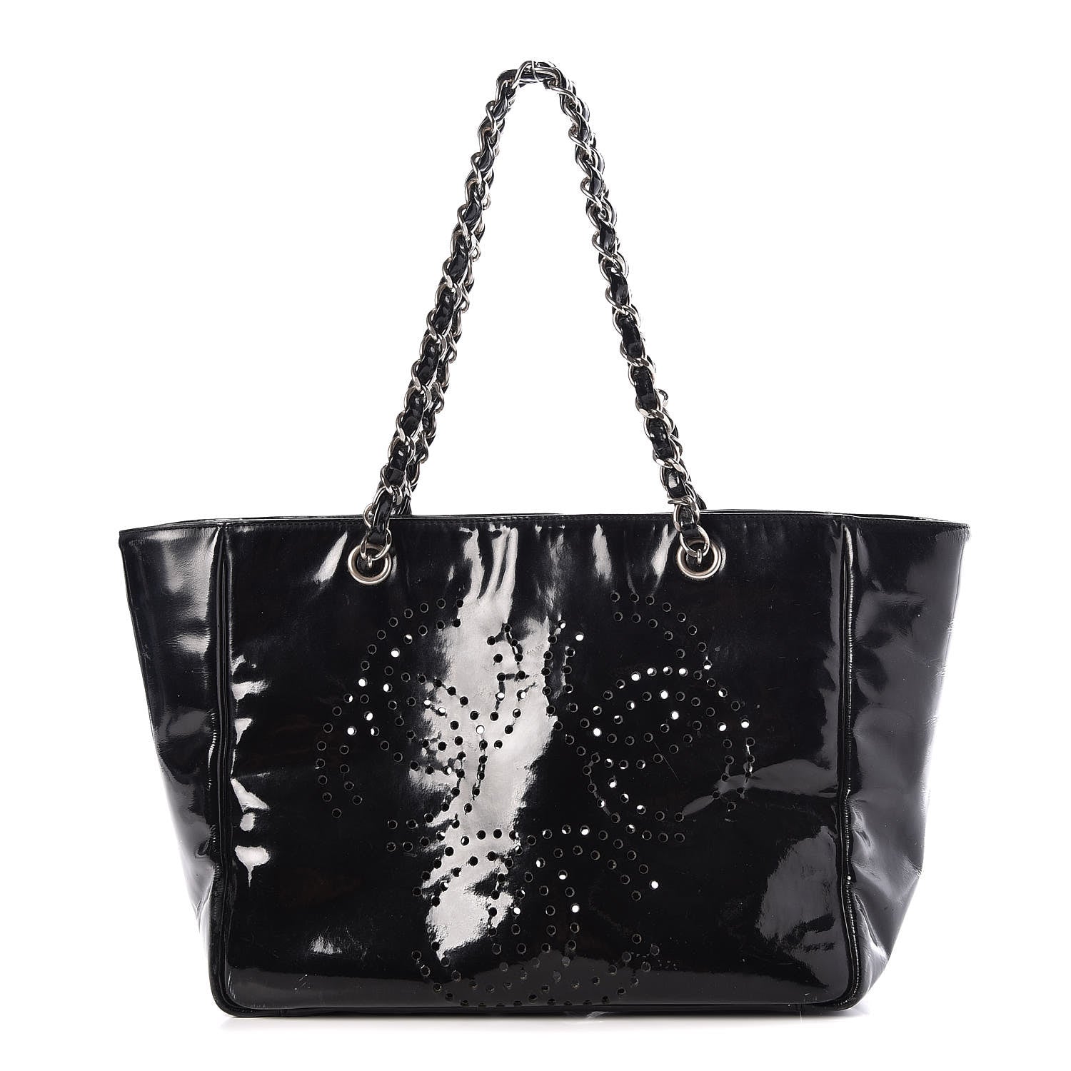 Chanel Patent Perforated CC Tote Black 1 of 16