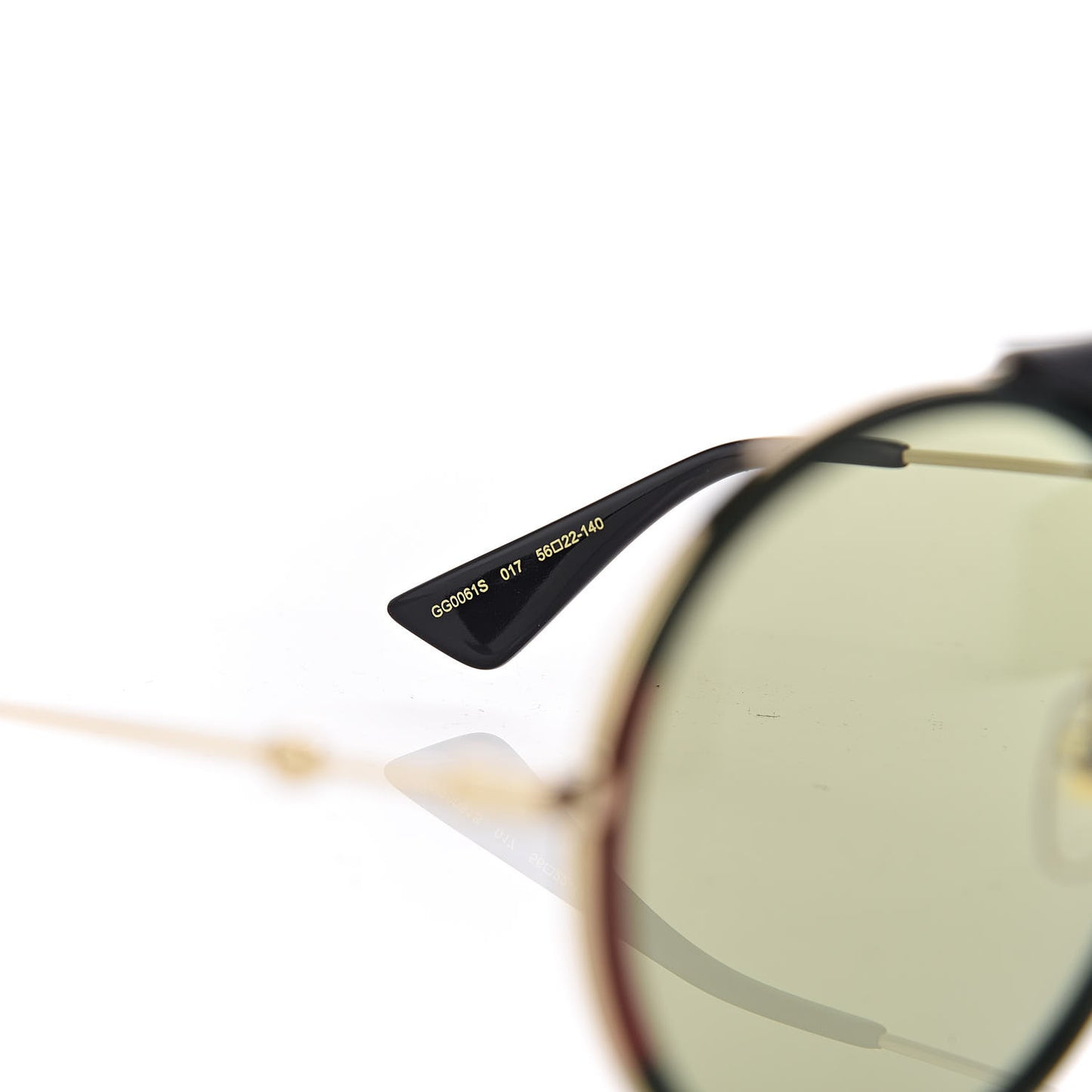 Round Frame Sunglasses GG0061S Gold Green