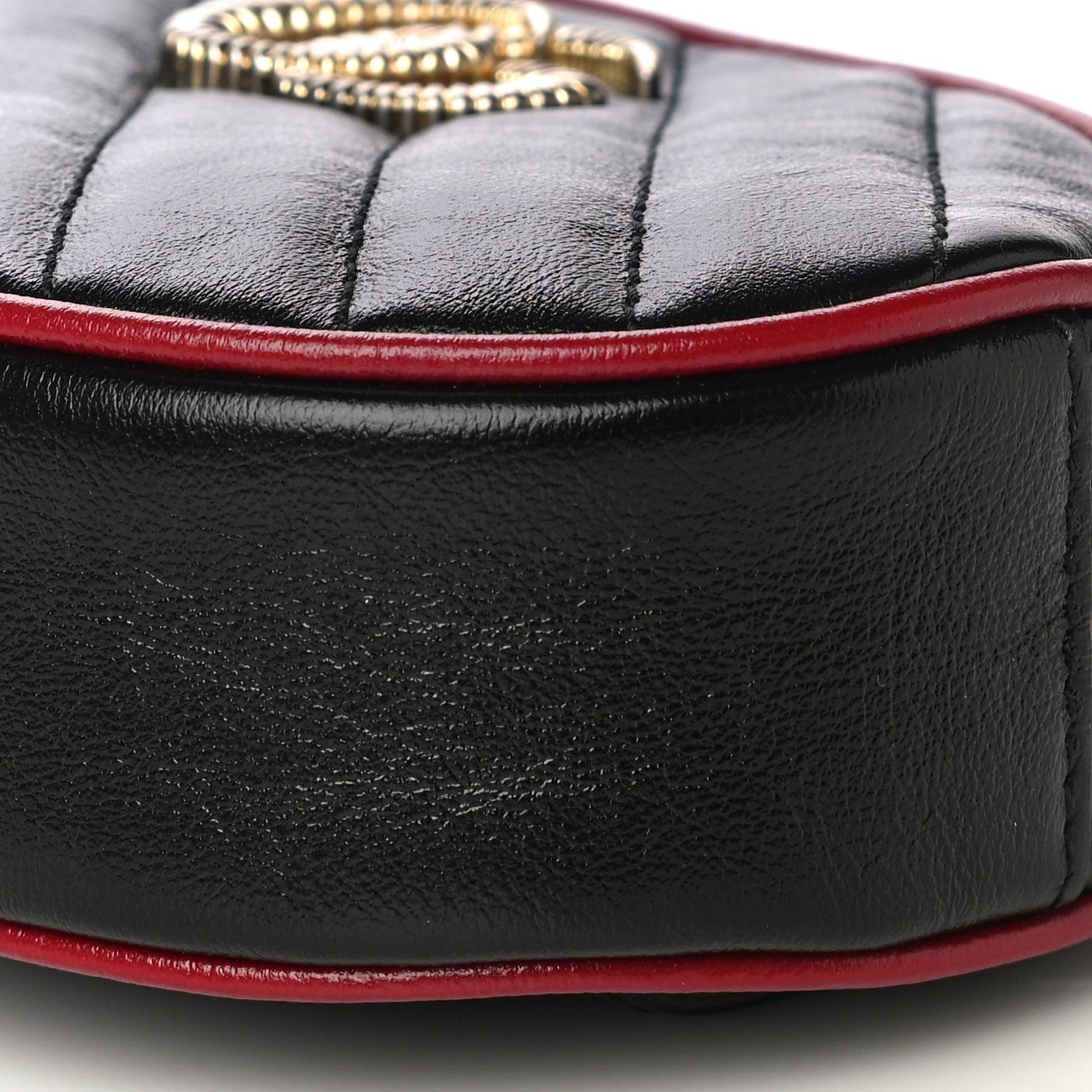 Gucci Azalea Calfskin Matelasse Diagonal Torchon GG Marmont Belt Bag 75 30 Black Romantic Cerise 10 of 10