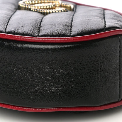 Gucci Azalea Calfskin Matelasse Diagonal Torchon GG Marmont Belt Bag 75 30 Black Romantic Cerise 10 of 10