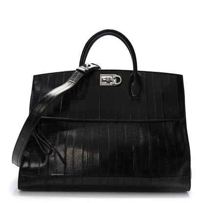 Salvatore Ferragamo Eel Large Studio Bag Black 1 of 8